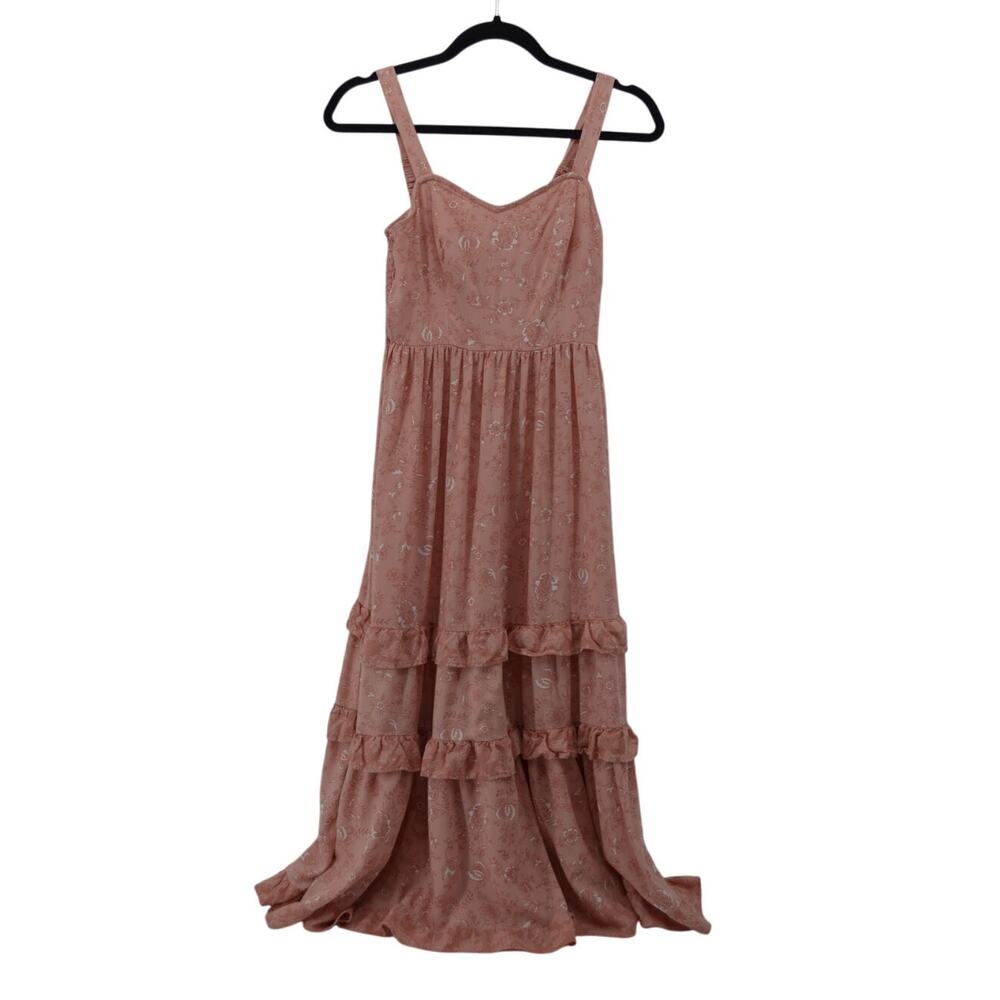Japna Womens Pink Coral Maxi Dress Cottagecore Floral Size S